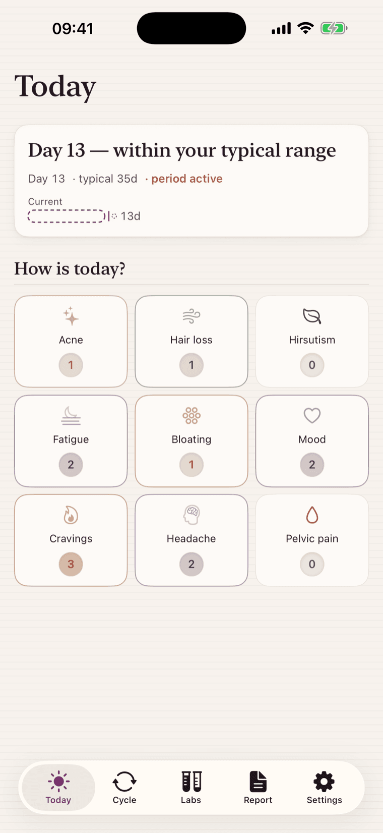 PCOS Diary — lead screen